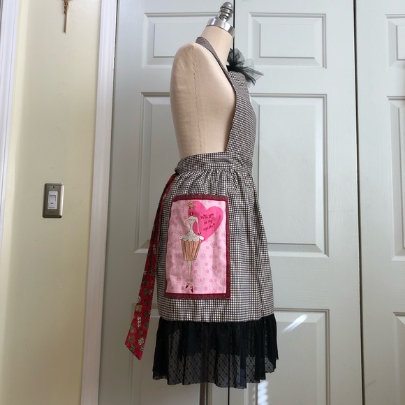 NEW Pinafore Apron Hostess Novelty Reversible Cottage Core Custom Made Sz L - Picture 10 of 16